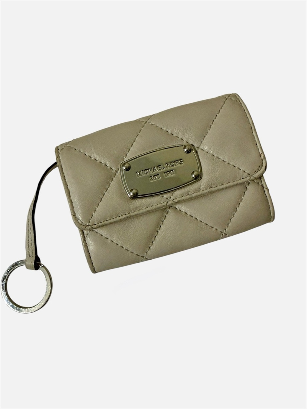 Michael Kors Astor Small Quilted Leather Wallet Light Pink Cream Pearl